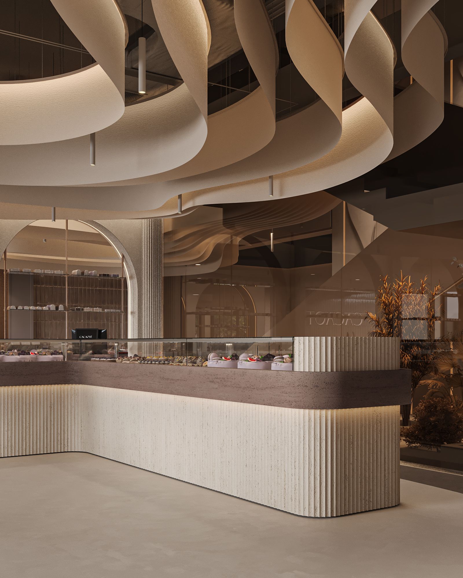 Image may contain Indoors Interior Design Cafeteria Restaurant Shop Architecture Building and Foyer