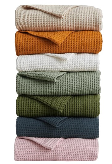 Amazon 100% Cotton Waffle Knit Blanket (7 colors), $44.99