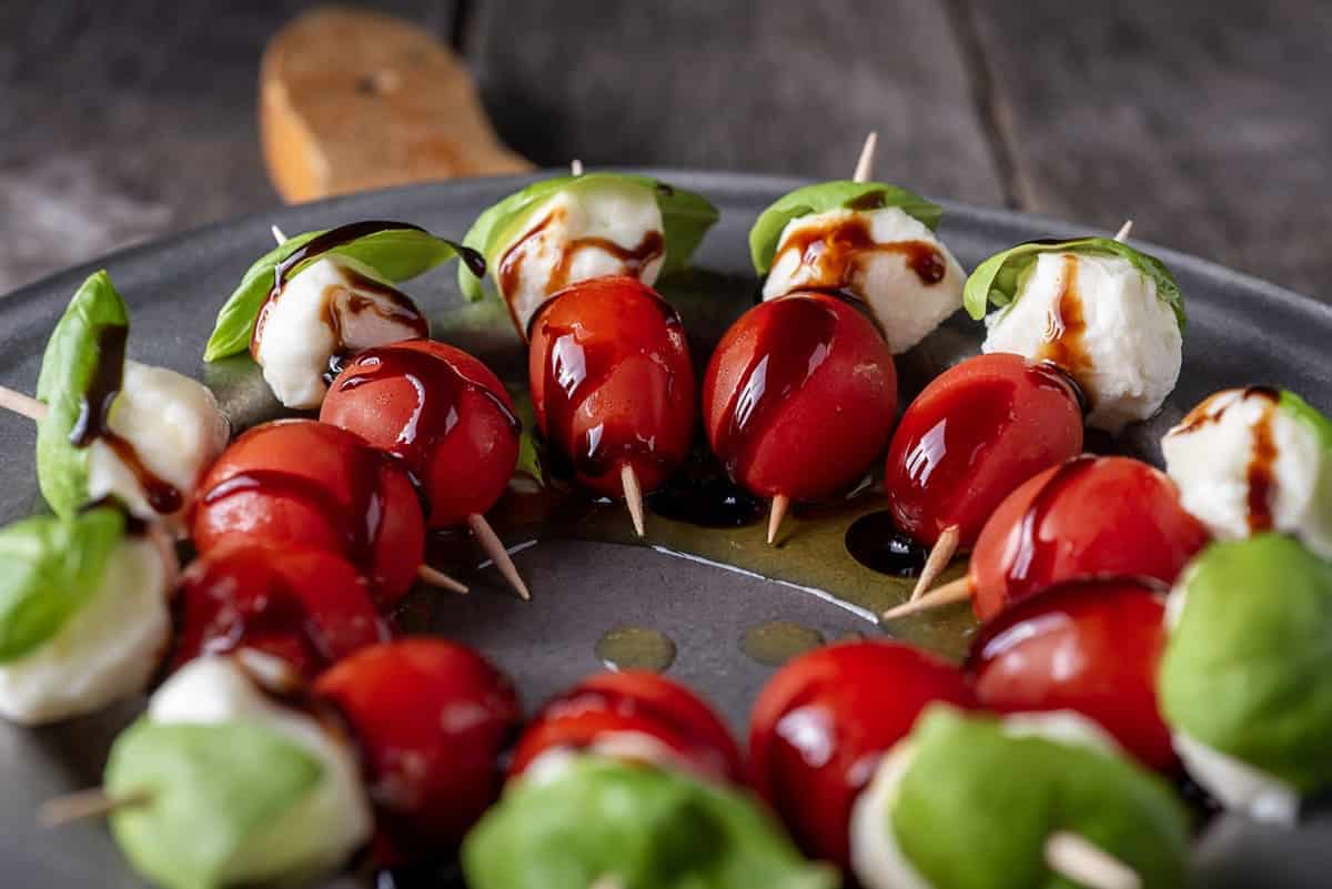 Caprese Skewers with Balsamic Glaze