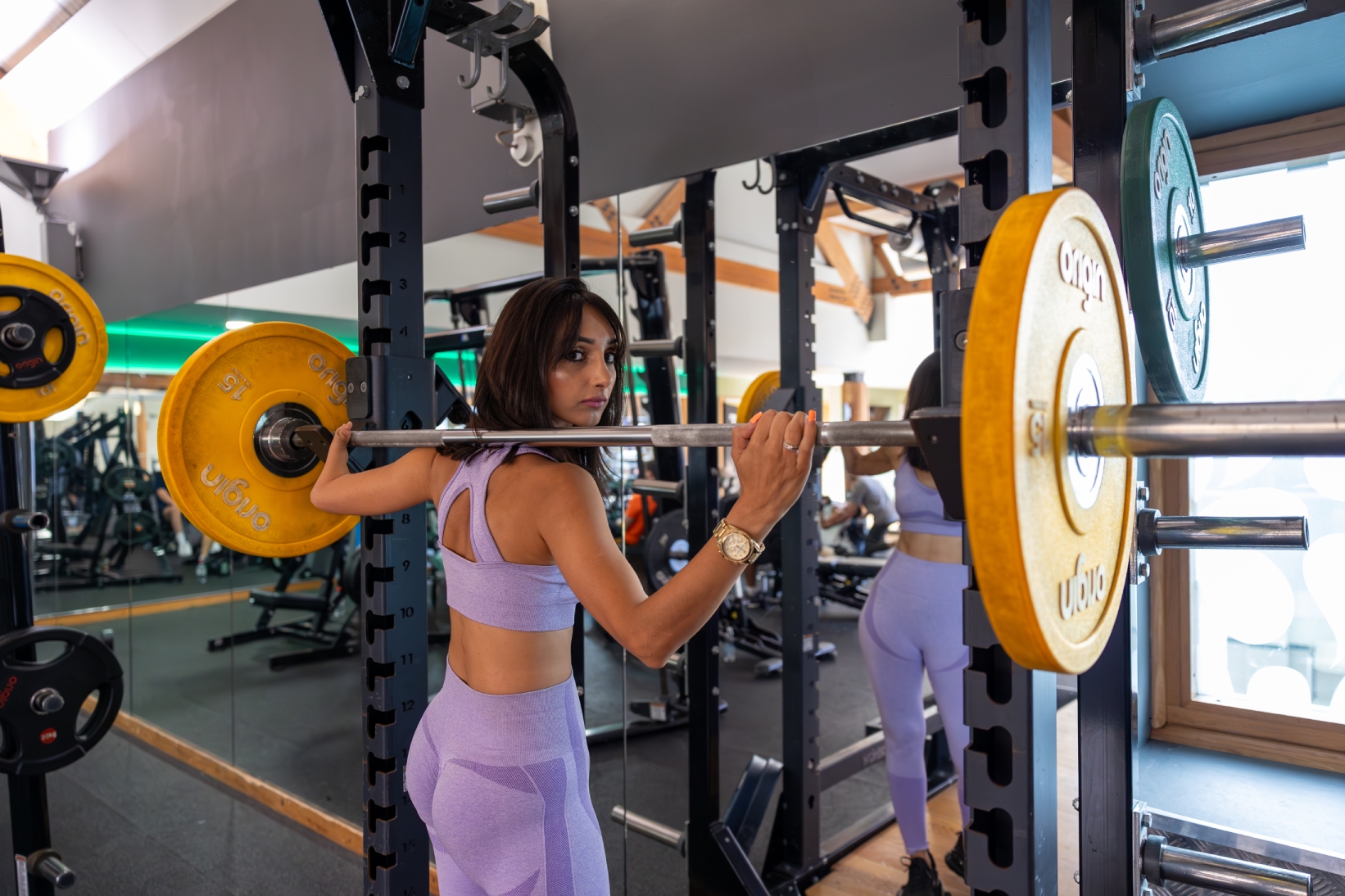 Charanjit Toor Gym Shoot 4 PURPLE STANDING BAR 2