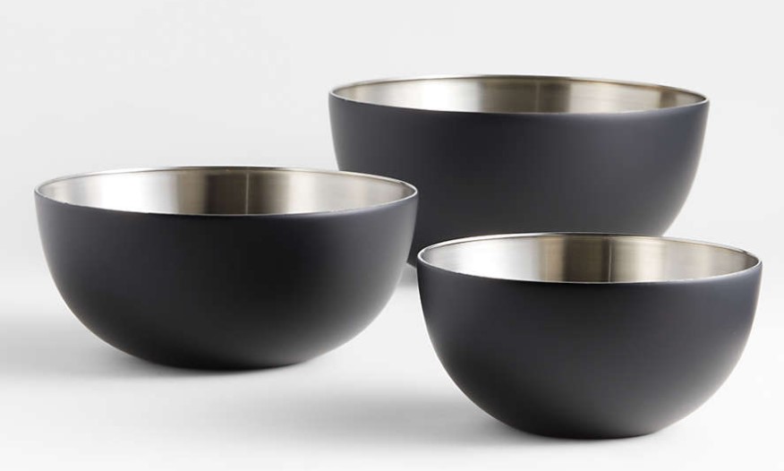 Crate and Barrel Nera Matte Black Stainless Mixing Bowls, Set of 3, $49.95