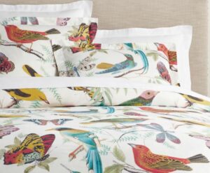 Fauna Bird Print Organic Percale Duvet Cover