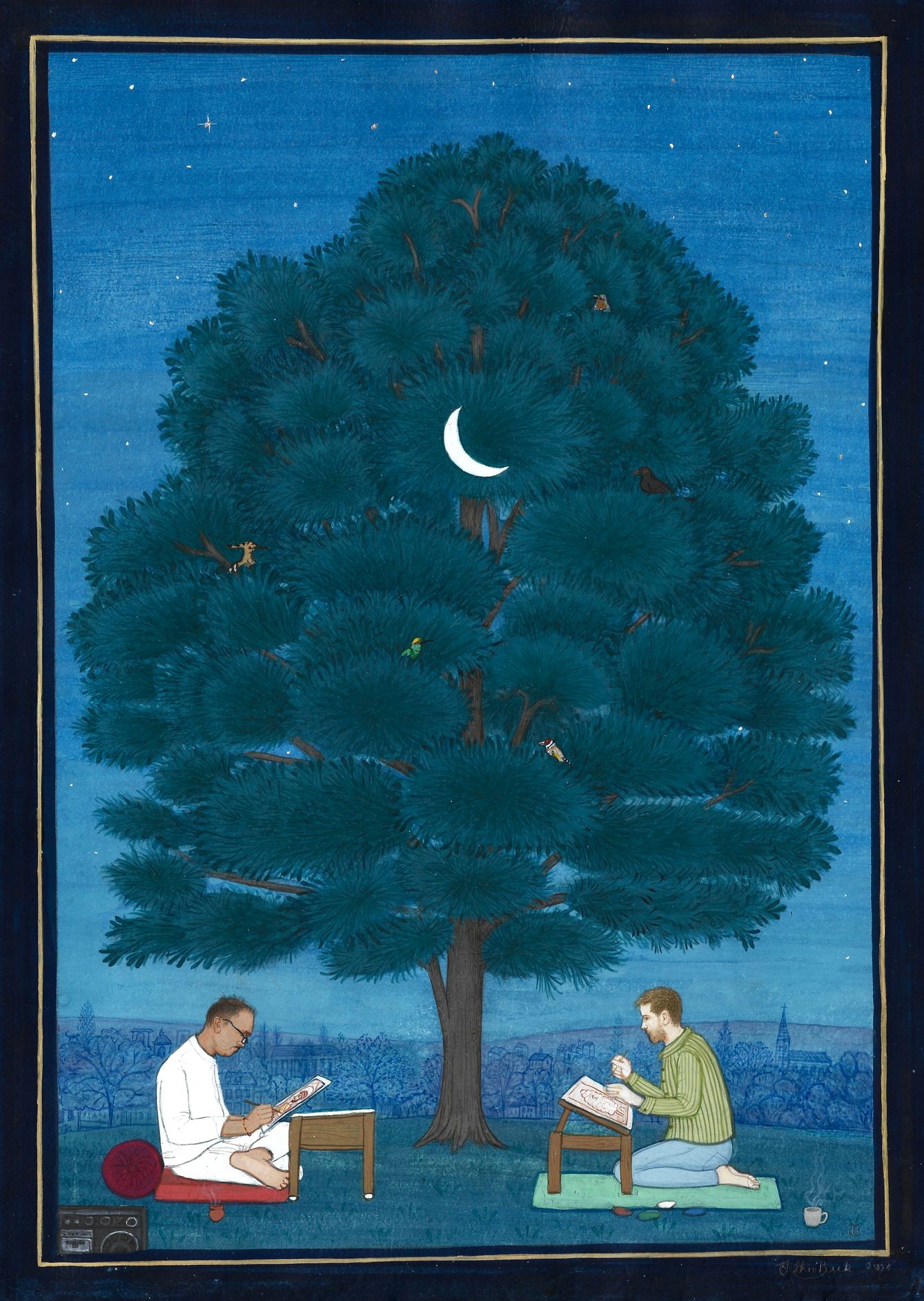 Image may contain Art Painting Plant Tree Adult Person Accessories Glasses Book and Publication