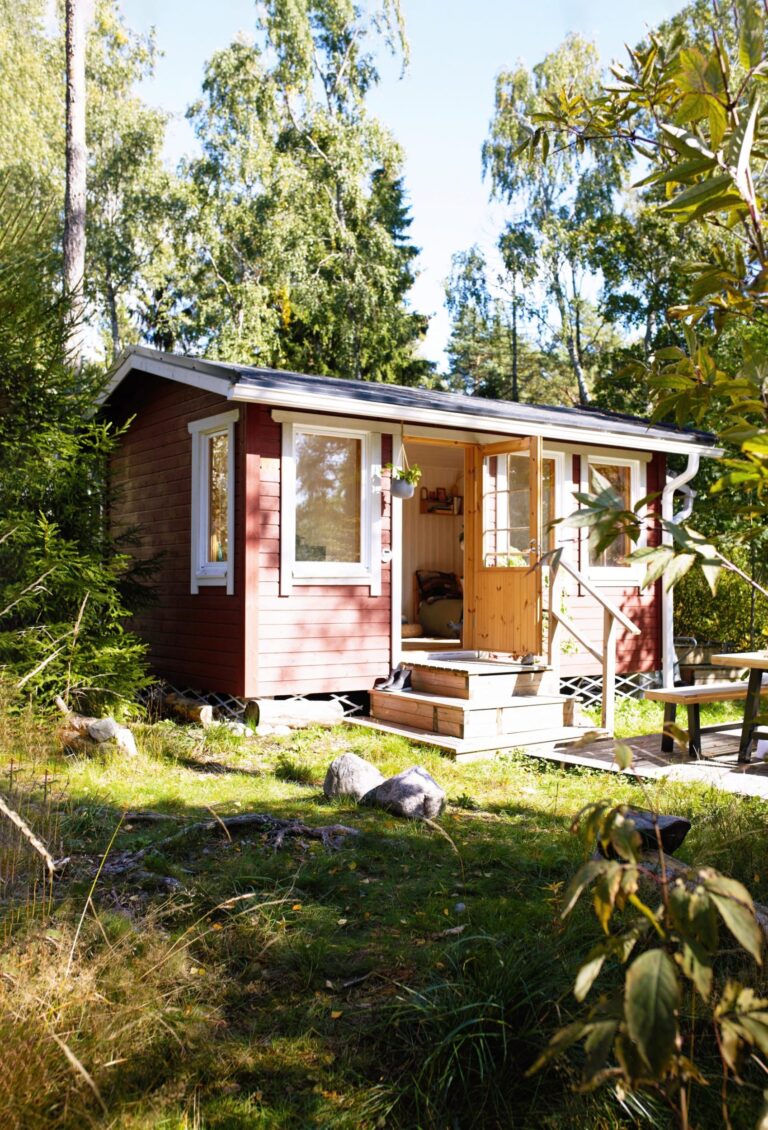 A cosy cabin in the woods in Finland serves as a miniature retreat for this writer