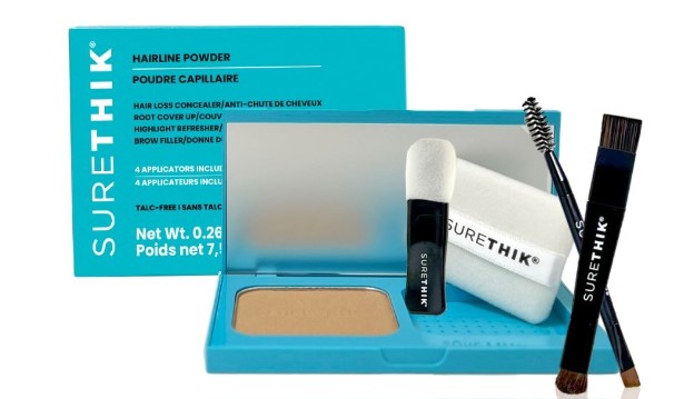 How to Get Picture-Perfect Holiday Hair 2 SURETHIK 4-in-1 Hairline Powder, $24.95