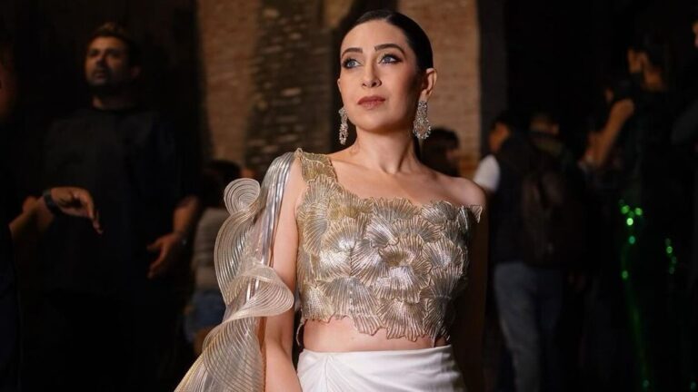7 times Karisma Kapoor paired blazers and jackets with Indian wear like saris and lehengas