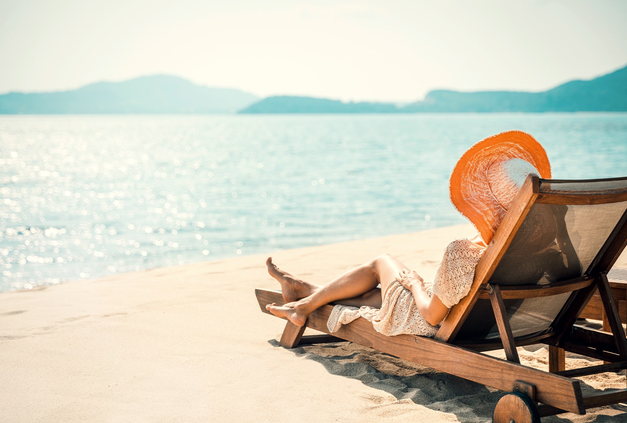 Woman on beach chair