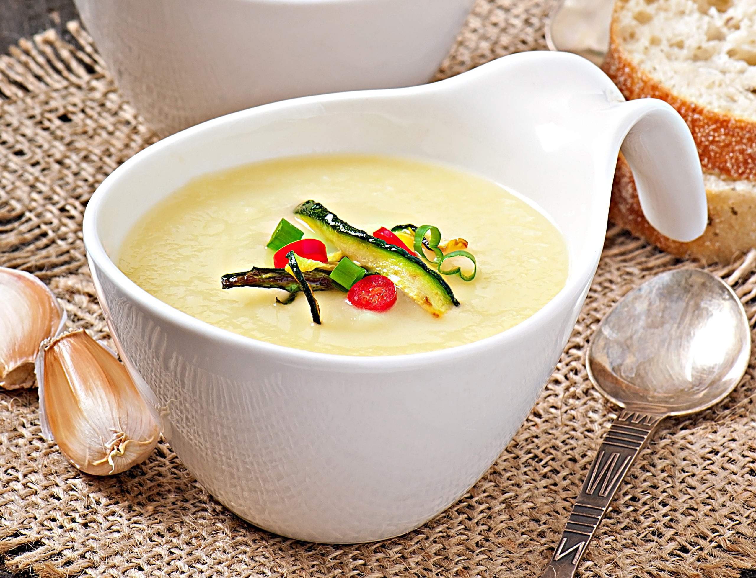 zucchini cream soup with garlic chilli scaled 1